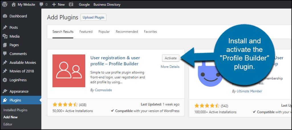 Activate Profile Builder to restrict content