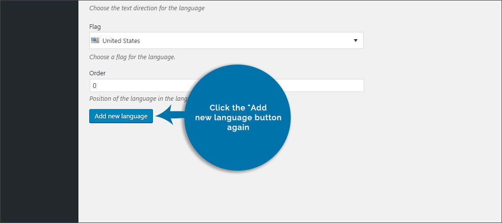 Click Add New Language Again