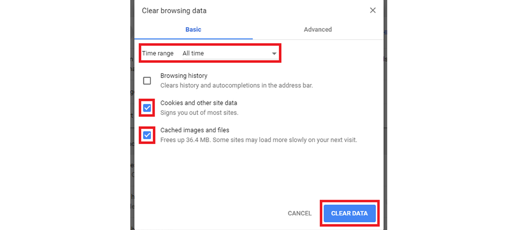 Clear Browsing Data Window