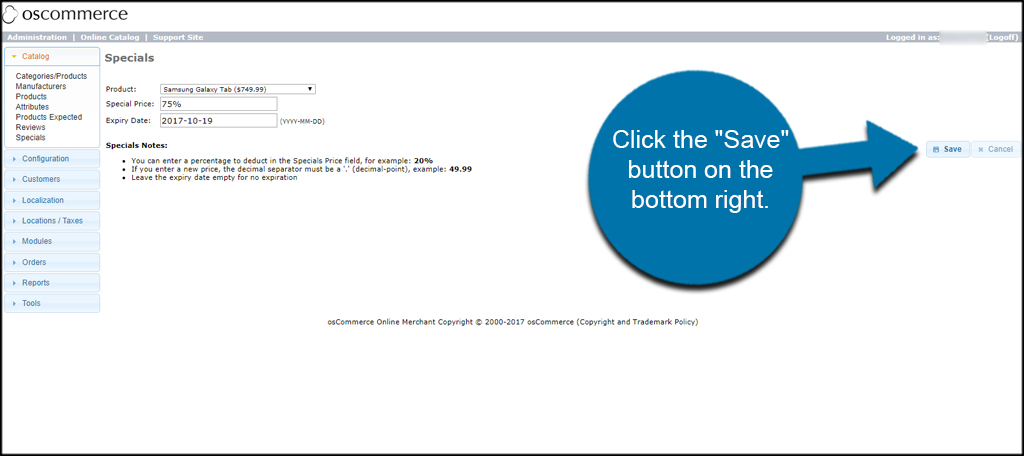 Click Save Button