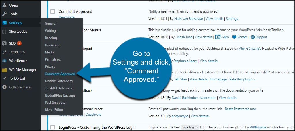 Comment Approved Settings