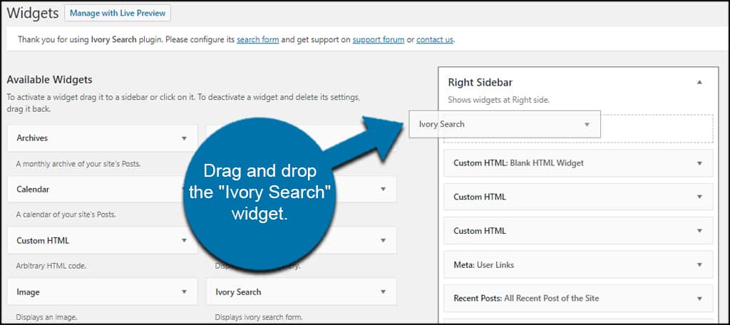 Drop Search Widget