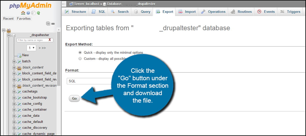 Drupal Database Download Go