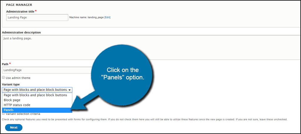 Drupal Panels Option