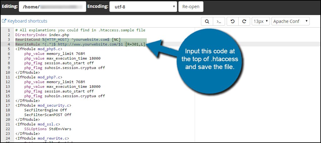 Edit HTaccess File