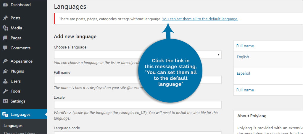 Set All To Default Language