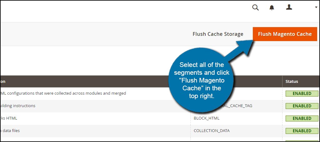 Flush Magento Cache Click