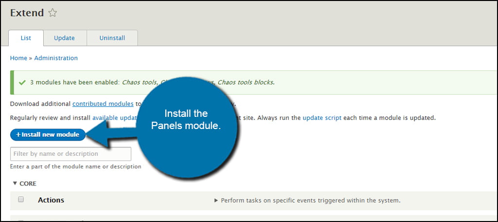 Install Panels Module