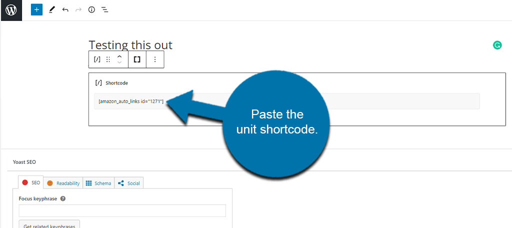 Paste Shortcode