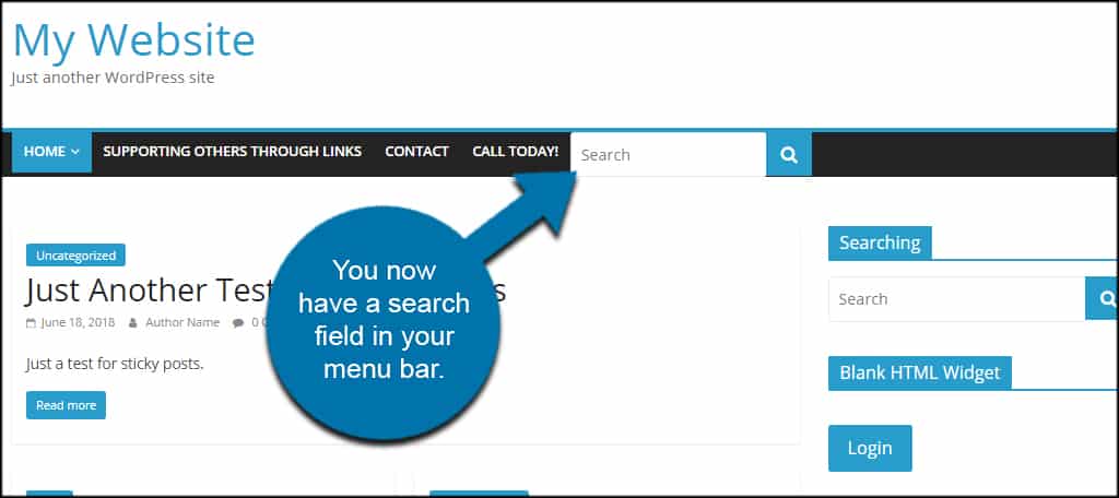 Search Menu Nav Bar