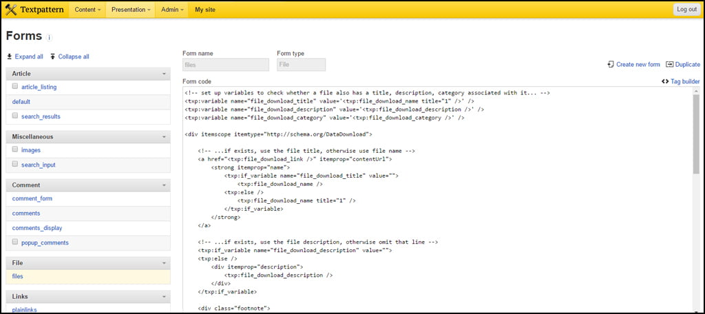 Textpattern Form Editing