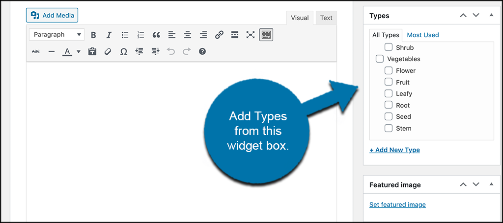 Add types widget box