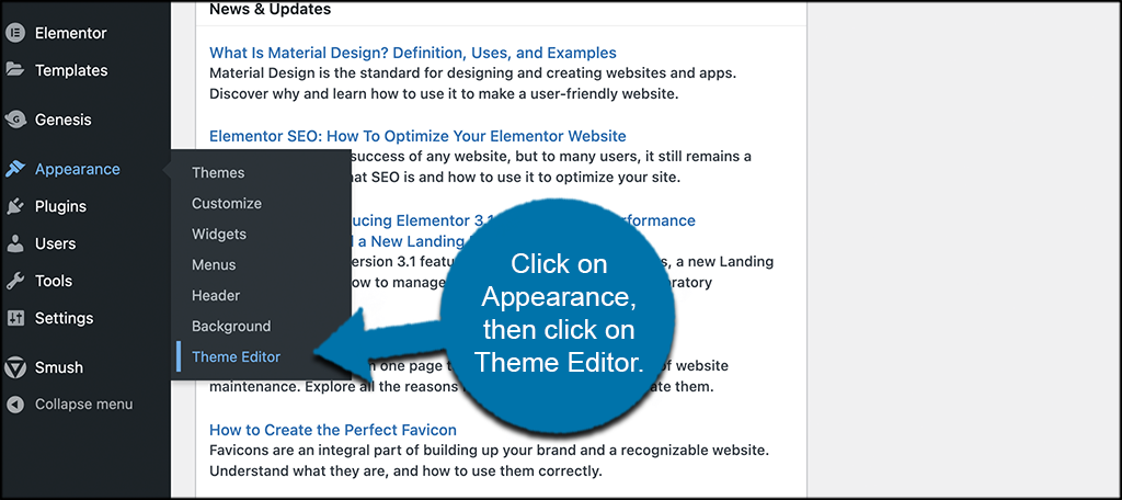 Click on appearance then theme editor to access default wordpress loop