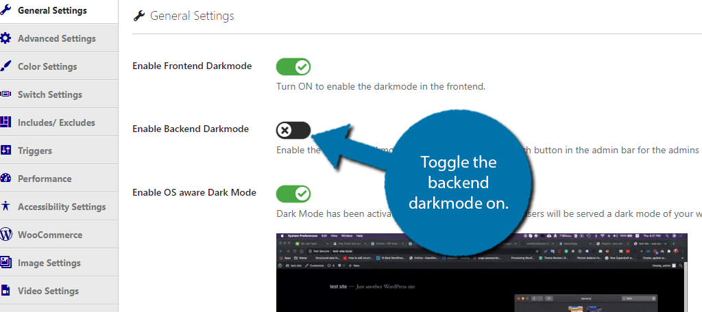 Backend Darkmode