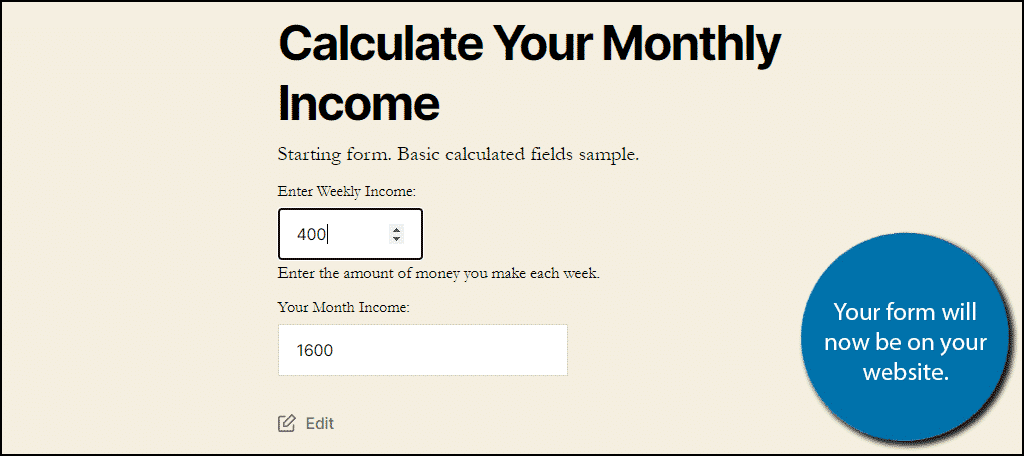 Calculated Fields Form