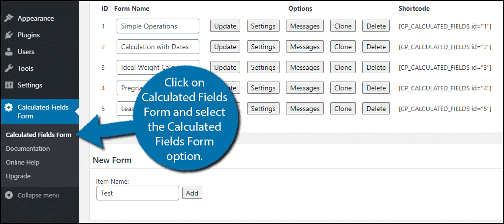 Calculated Fields Form