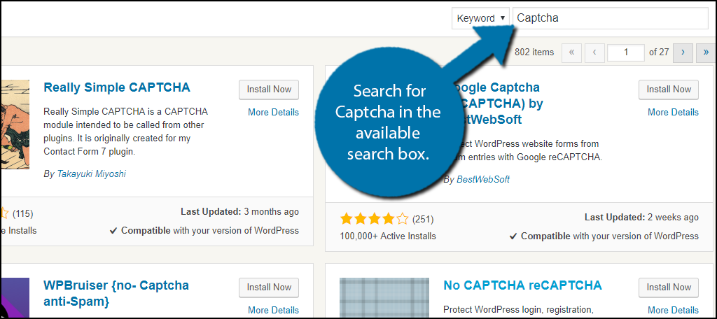 Search for Captcha in the available search box.