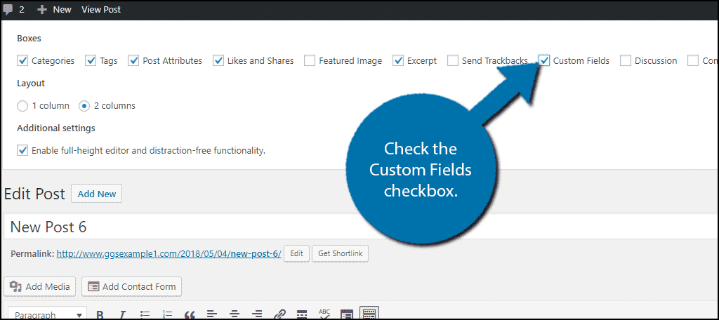 Check the Custom Fields checkbox.