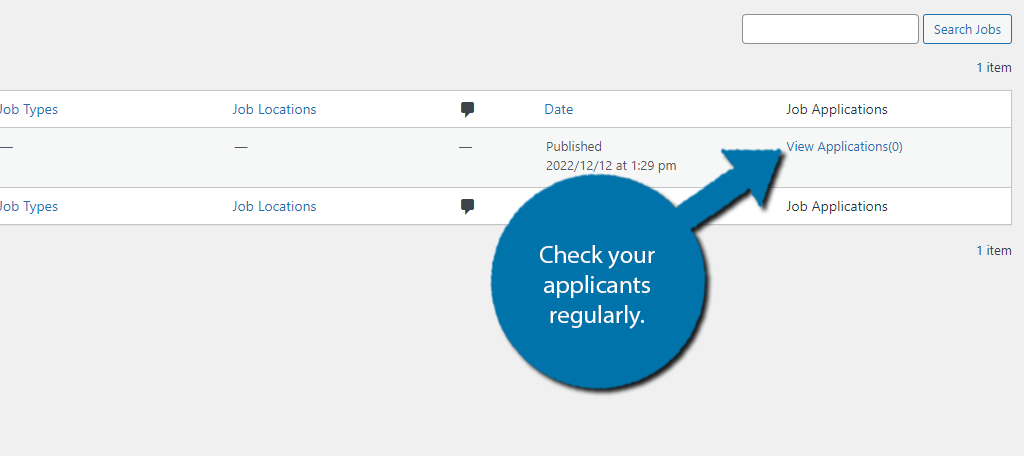 Check applicants in Simple Job Board