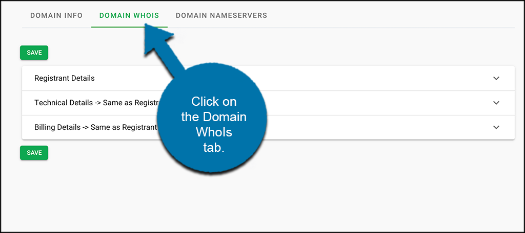 Click on domain whois tab