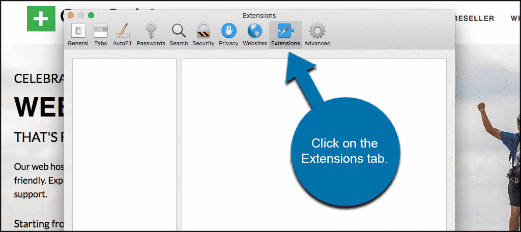 Click on the extensions tab in safari preferences to help remove adware in Safari