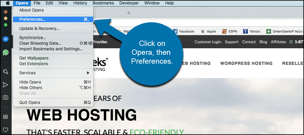 Click on opera then on preferences