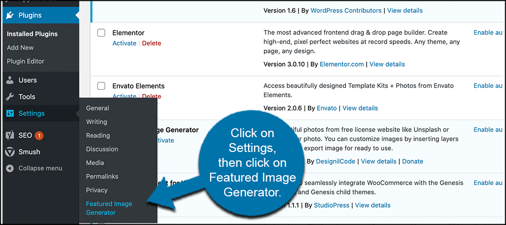 click on setting then click on featured image generator