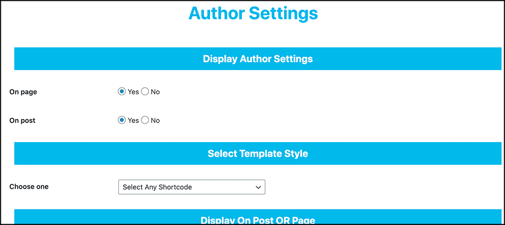 Configure about author settings