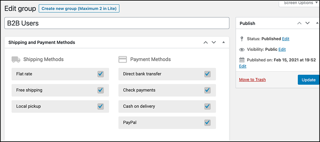 Configure groups