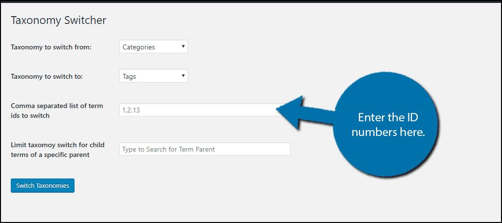 Enter the ID numbers here.