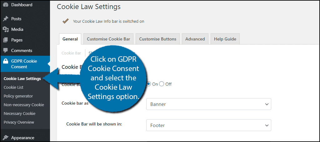 Cookie Law Settings