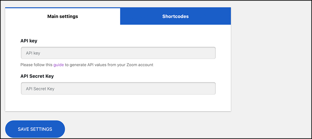 Copy and paste api keys