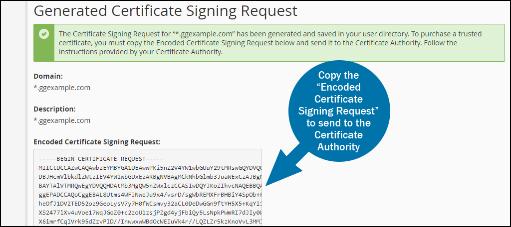 cPanel SSL CSR generation step 4