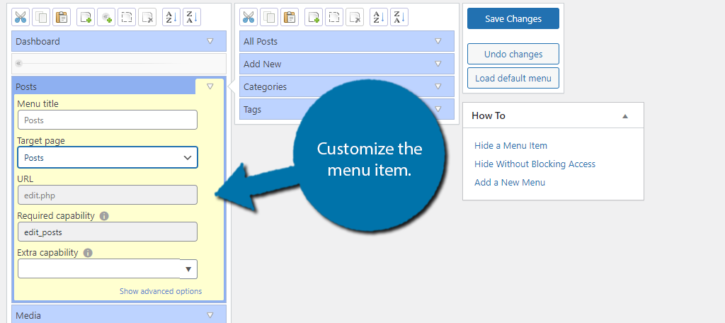 Customize Menu