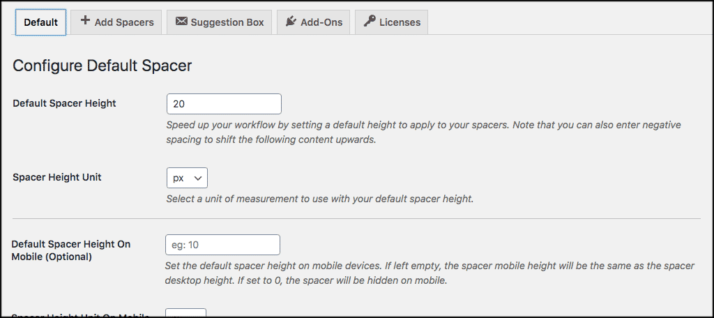 Default line spacing settings