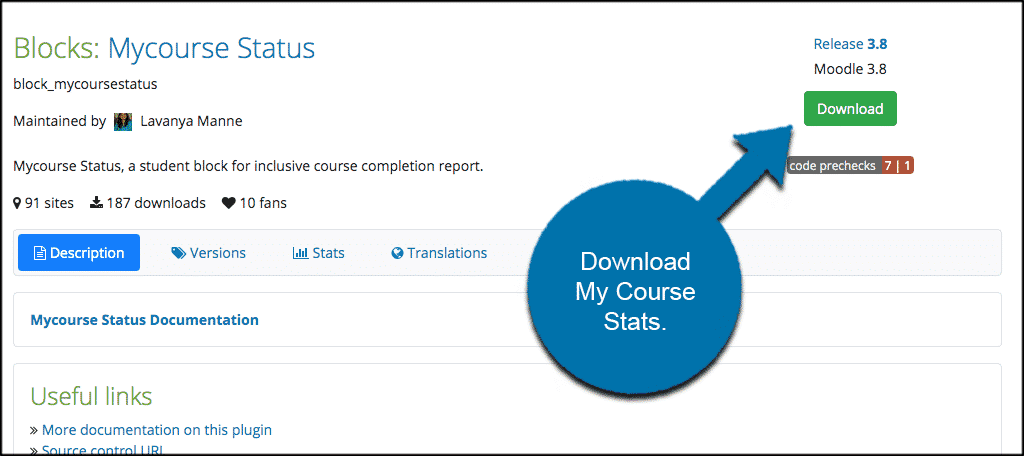 Download moodle course stats plugin