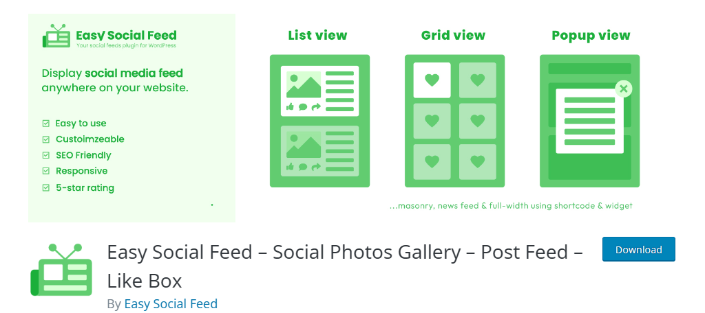 Easy Social Feed is the best popup plugin when it comes to social media in WordPress