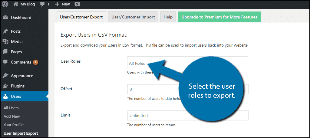 Select User Roles