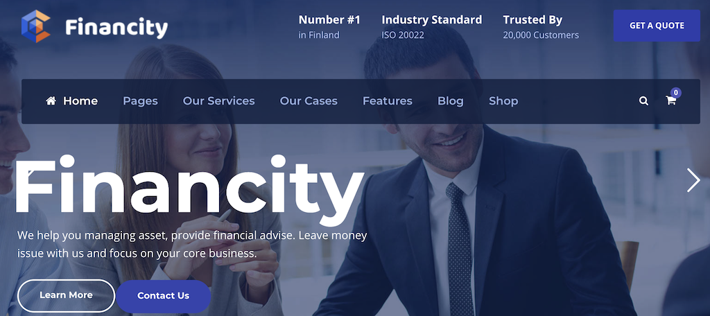 Financity wordpress theme for stock market website