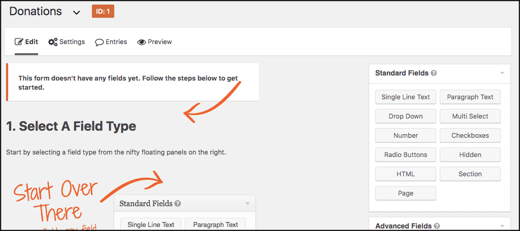 Form fields for stripe donate button form