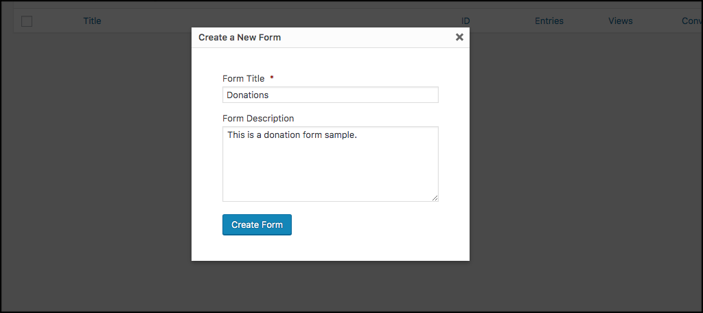 Create Stripe donate button form