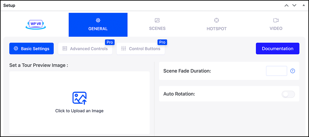 General Settings for WP VR