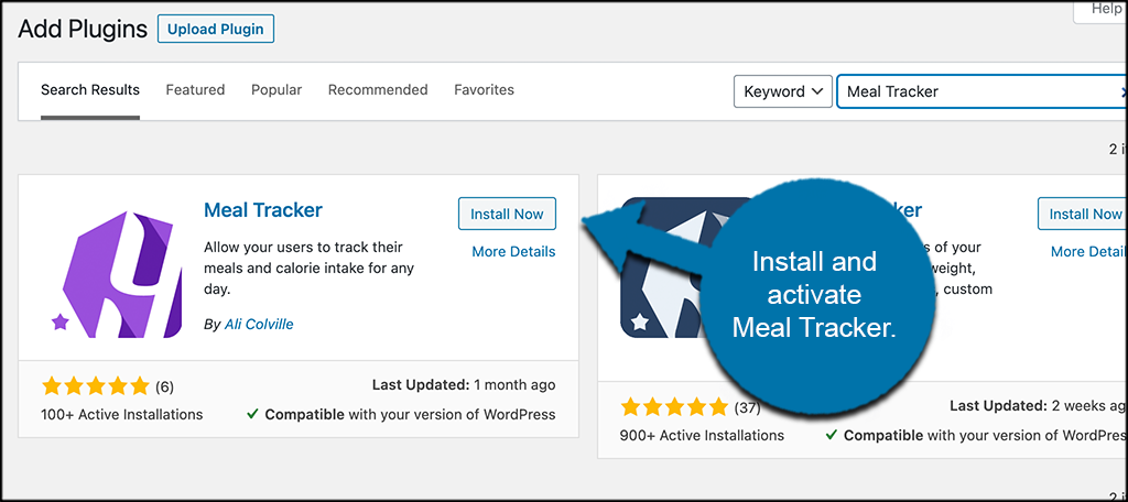 Install and activate meal tracker