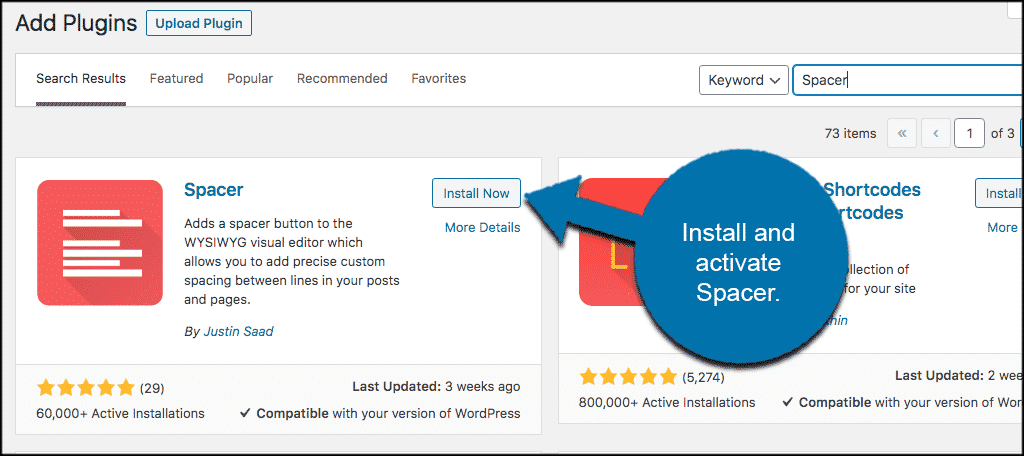 INstall and activate line spacing plugin