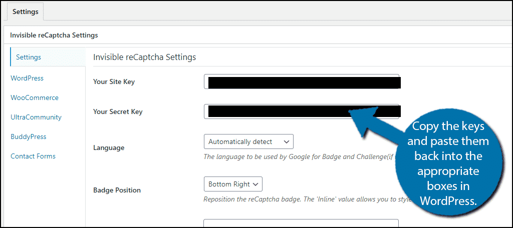 Paste Site Keys