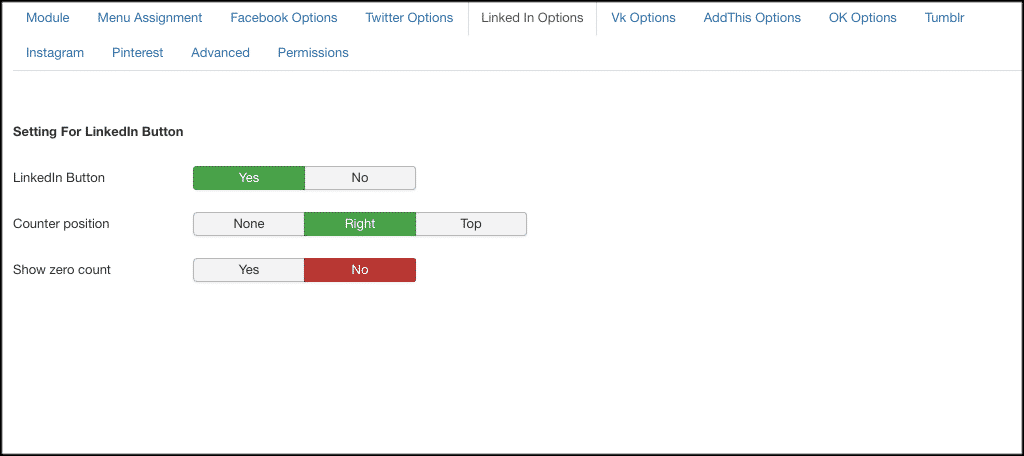 LinkedIn options for social comments in joomla