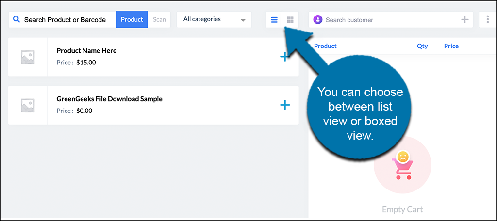 List or boxed product views