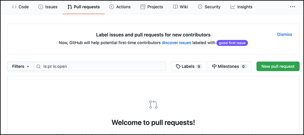 Click thr new pull request button