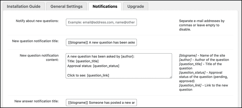 Notifications tab