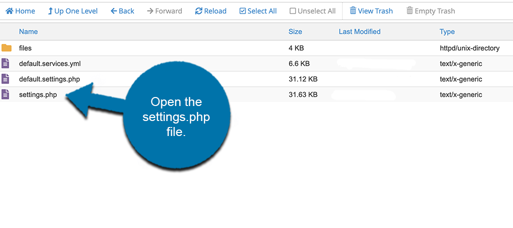 Open the settings php file